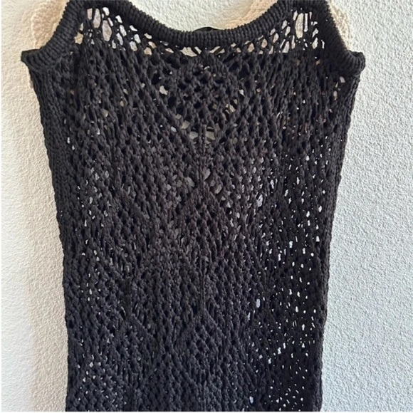 Zara Knit Flapper Midi Dress Black White Flower - Picture 7 of 10